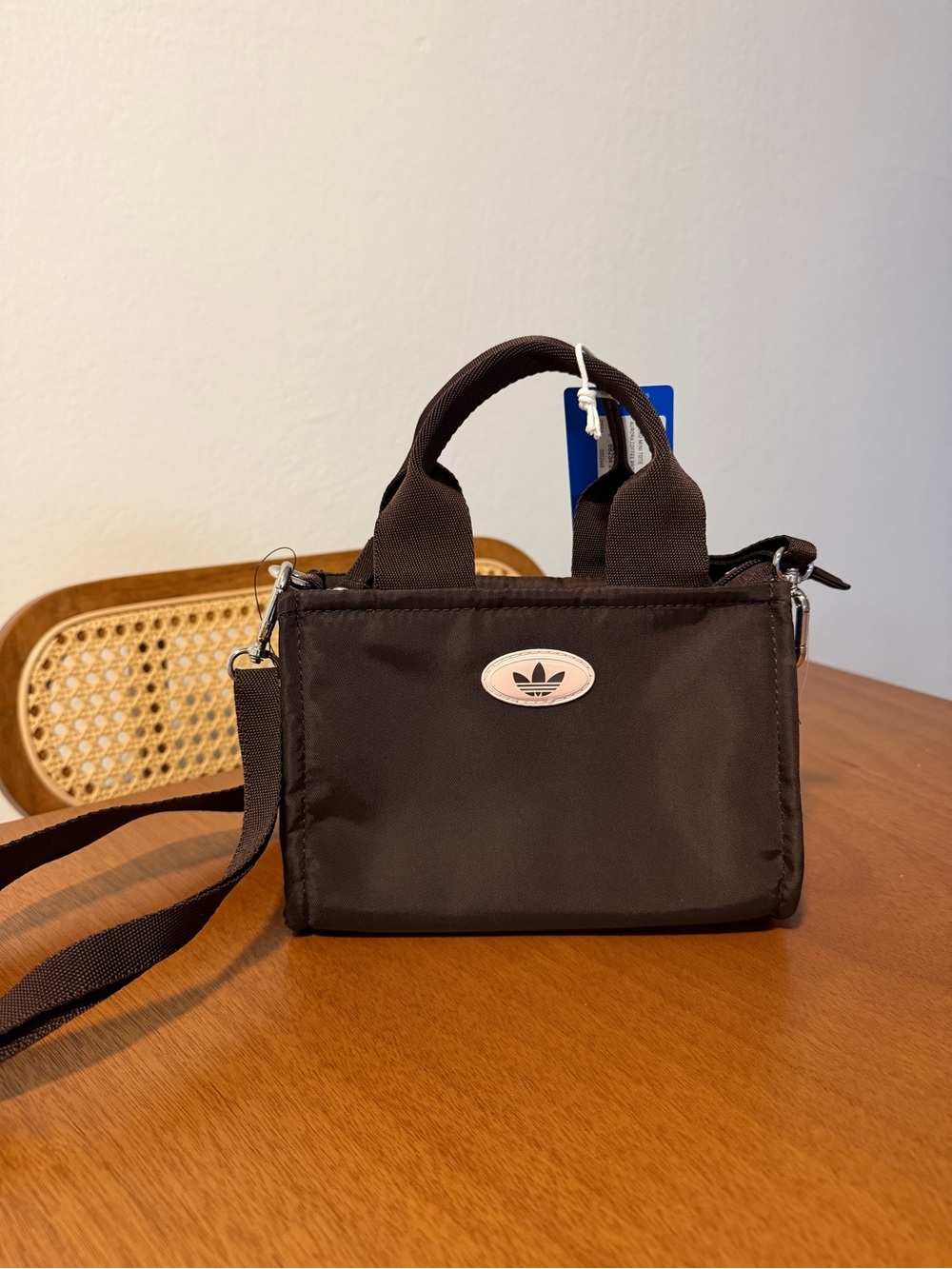 adidas Brown Mini Messenger Bag with Trefoil Emblem
